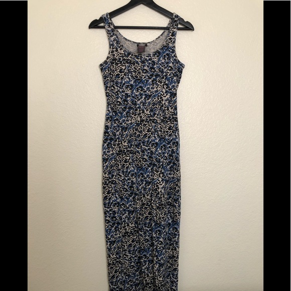 Black and blue print summer long dress for women - Picture 3 of 6